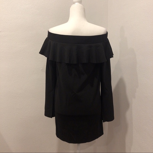 Zara Off the Shoulder Ruffle Black Mini Dress - Picture 8 of 11